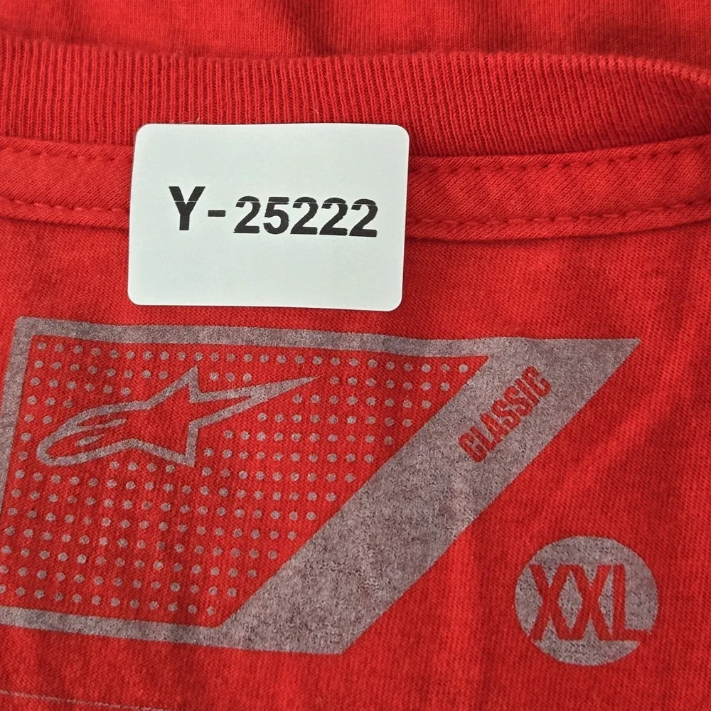 Alpinestars Men Shirt‎ 2XL Red Y2K Grunge Skate Logo Stripes Short Sleeve
